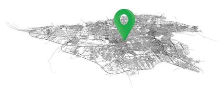 Tehran,Iran,isometric detail Streets Roads Map with location pin, element image vector