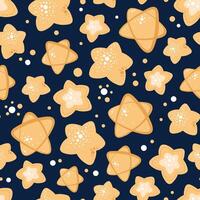Seamless pattern with golden Christmas stars. holiday texture in flat style. Suitable for wallpaper, wrapping paper, fabric, etc vector