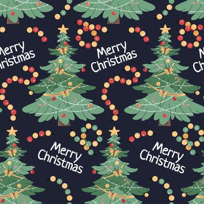Seamless pattern with Christmas tree. holiday texture in flat style. Merry Christmas and Happy New Year. Suitable for wallpaper, wrapping paper, fabric, etc.