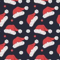 Seamless pattern with Santa hat. holiday texture in flat style. Merry Christmas and Happy New Year. Suitable for wallpaper, wrapping paper, fabric, etc. vector
