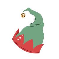 Elf hat on white background. Christmas illustration in flat style. Suitable for stickers, prints and design. vector