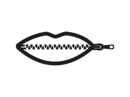 a black and white illustration of a zipper with a mouth vector