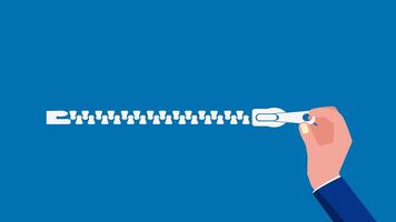 a hand holding a zipper vector
