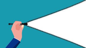 a hand holding a zipper with a white piece of paper vector