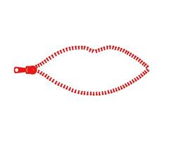 a red zipper with a heart shape on it vector