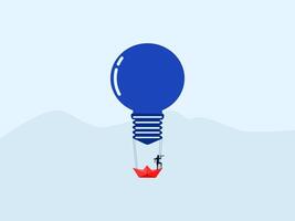 a man is standing on top of a light bulb vector