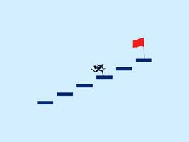 a man is running up the stairs to reach the flag vector