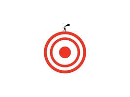 a man standing on top of a target with a blue circle vector