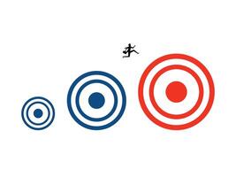 a man is running towards a target with three circles vector