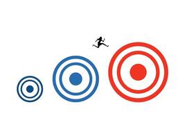 woman is running towards a target with three circles vector