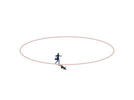 a person walking on a rope with a dog vector