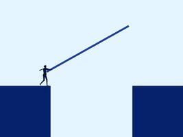 a man is standing on a bridge with a long stick vector