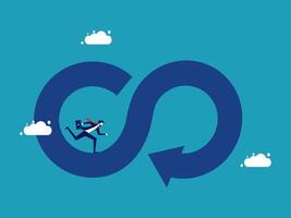 a man is riding on a blue arrow that is shaped like a circle vector