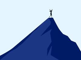 woman standing on top of a mountain with his arms raised vector