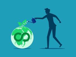 man watering the earth with the concept of zero waste vector