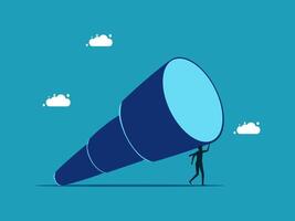 man holding megaphone with clouds vector