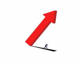 a man is running up an arrow with a red arrow pointing up vector