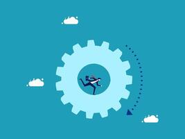 man running through a gear wheel vector