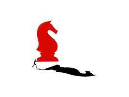 a man is walking on a path with a red chess piece vector