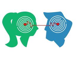 a man and woman are looking at each other through a maze vector