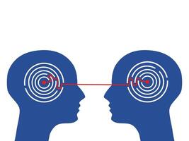 two people with a red dot in the middle of their heads vector