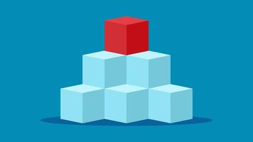 a red cube on top of a blue cube vector