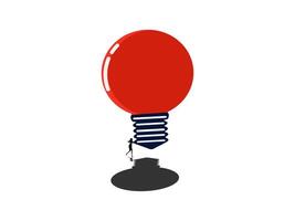 a red light bulb and a black one are connected by a wire vector