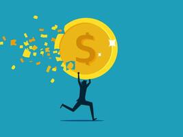 a man is running with a coin on his back vector