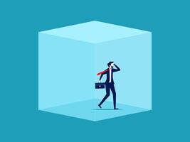 man in a cube with a red tie and briefcase vector