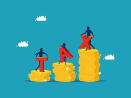 man standing on top of piles of money with tax sign vector