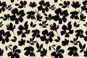 flower seamless background. Minimalistic abstract floral pattern. Modern print in black and white background. Ideal for textile design, wallpaper, covers, cards, invitations and posters. vector