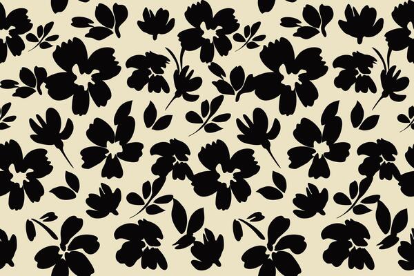 flower seamless background. Minimalistic abstract floral pattern. Modern print in black and white background. Ideal for textile design, wallpaper, covers, cards, invitations and posters.