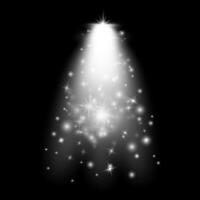 Light sources with sparkles and glitter. Concert spotlight with ray illuminated.Spotlights Magic light with place for stage and presentations. Glowing transparent effect. Concert lighting. vector