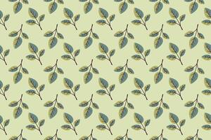Hand drawn floral pattern design. Simple ornament with plant and leaf. vector
