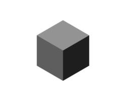 Cube logo, geometric design. Box logotype company, trendy tech emblem in pixel style. vector