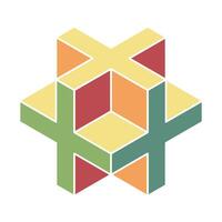 Cube logo, geometric design. Box logotype company, trendy techno emblem in isometric 3D style. vector