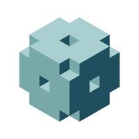 Cube logo, geometric design. Box logotype company, trendy techno emblem in isometric 3D style. vector