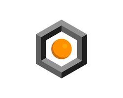Cube logo, geometric design. Box logotype company, trendy tech emblem in pixel style. vector