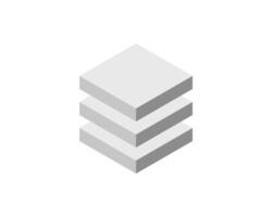 Cube logo, geometric design. Box logotype company, trendy tech emblem in pixel style. vector