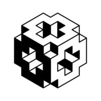 Cube logo, geometric design. Black and white Box logotype company, trendy techno emblem in isometric 3D style. vector