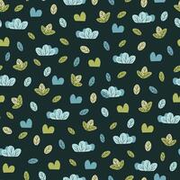Seamless pattern with cute colorful bushes and grasses in flat style. Children's background with natural elements. Cartoon texture for fabric, wallpaper, clothes. vector