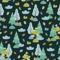 hand-drawn color children's seamless pattern with trees in Scandinavian style. Children's forest texture for fabric, wallpaper, clothes. vector