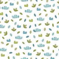 Seamless pattern with cute colorful bushes and grasses in flat style. Children's background with natural elements. Cartoon texture for fabric, wallpaper, clothes. vector