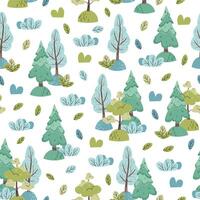 hand-drawn color children's seamless pattern with trees in Scandinavian style. Children's forest texture for fabric, wallpaper, clothes. vector