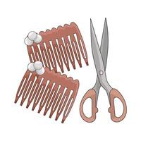 comb and scissors vector