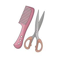 illustration of comb and scissors vector