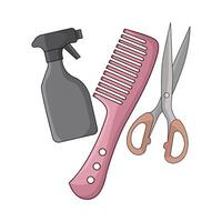 comb with scissors and spray bottle vector