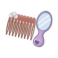 illustration of mirror with comb vector