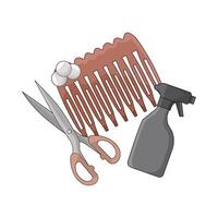 comb with scissors and spray bottle illustration vector