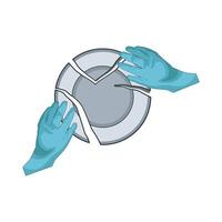 broken plate with hand vector